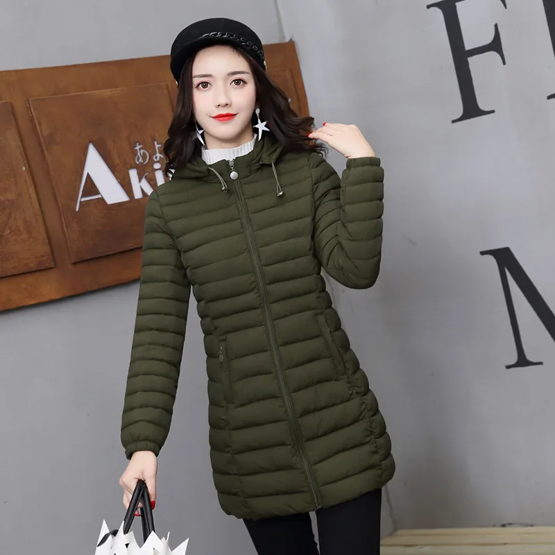 

2017 Korean-style Autumn And Winter New Style Cotton-padded Jacket Mid-length Large Size Cotton-padded Clothes WOMEN'S Coat Slim