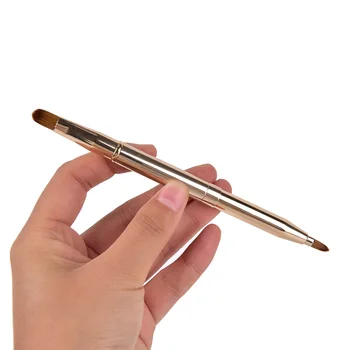 

1pc Double-headed Eye Liner Eyeshadow Foundation Brush Gold Make Up Cosmetics Tool Makeup Brush Retractable Lip Brush