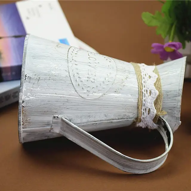 Vintage Ón Vödör Divatos Vasvirág Váza Retro Fém Kancsók Otthoni Irodai Party Fesztivál Dekoráció Kovácsolt Ország Stílus - Image 5