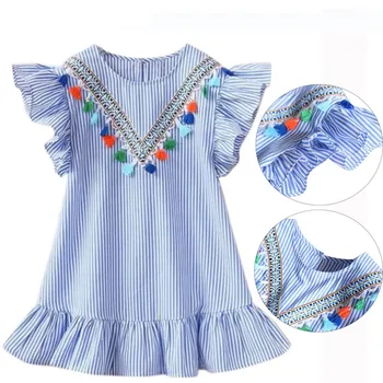 

2019 Tassel dress girls Flying Sleeve Kids Dresses for Summer Girls christmas dress