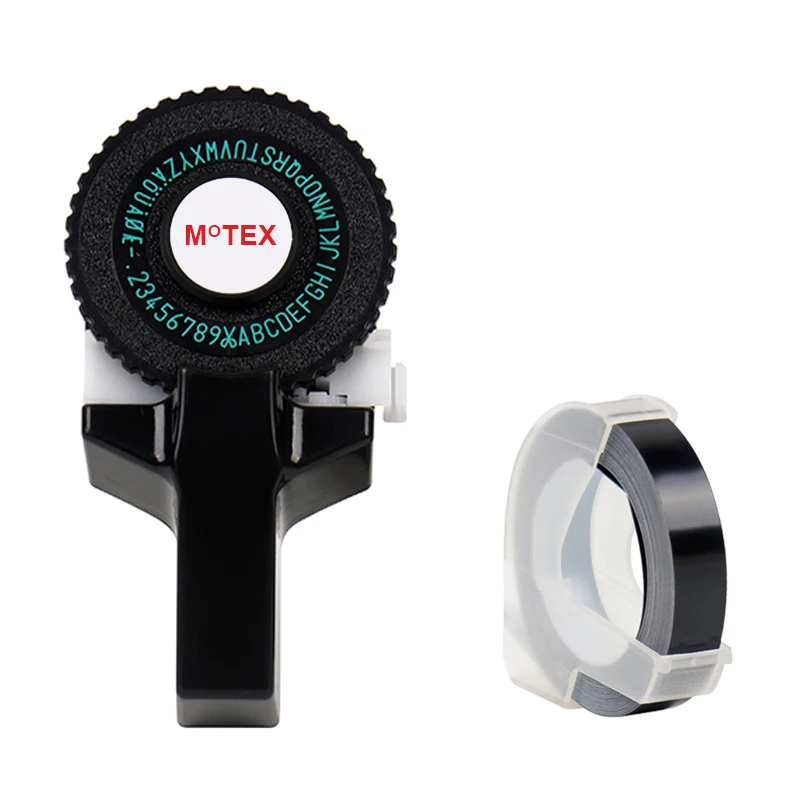 Черный цвет MoTex E101 принтер мини DIY Ручная Совместимость для dymo 3D тиснение ручная лента ручная машинка надпись машина - Цвет: machine add 1 black