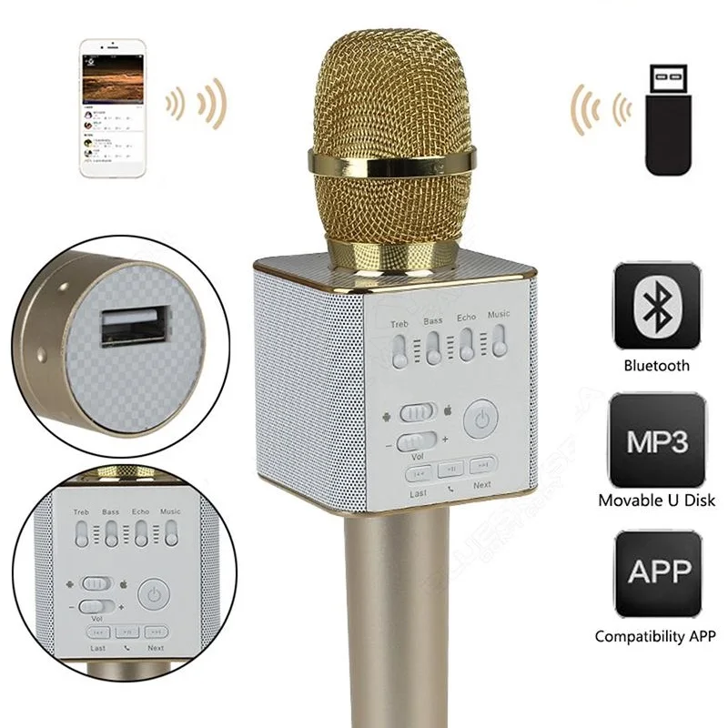 Q9 Bluetooth Sans Fil Karaoke Microphone USB Haut Parleur - IPGOLD