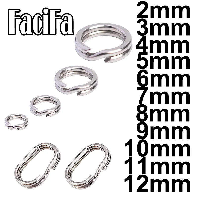 50 or 100 pcs Stainless Steel Split Ring Heavy Duty Fishing Double Ring  Connector Fishing Accessories For Fishing Hook Snap Lure