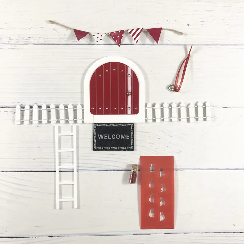 mini rivet red set Мини Арка ручной работы милый розовый Фея дверь мышь отверстие, миниатюрные деревянные двери с овсянкой и Персонализированная вывеска - Цвет: mini rivet red set