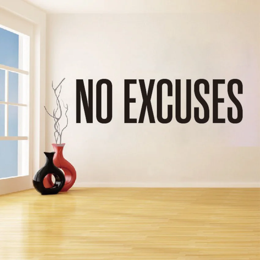 No Excuses Decor Self Motivation Quote Gym Vinyl Decal Workout Fitness Wall Sticker Sport Home Interior Art MuralQQ1003 | Дом и сад