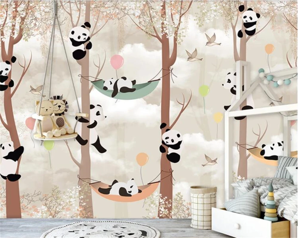 

Bacal Custom 3D wallpaper photos cartoon panda tree children's room kindergarten background walls decor mural 3d wallpapers huda