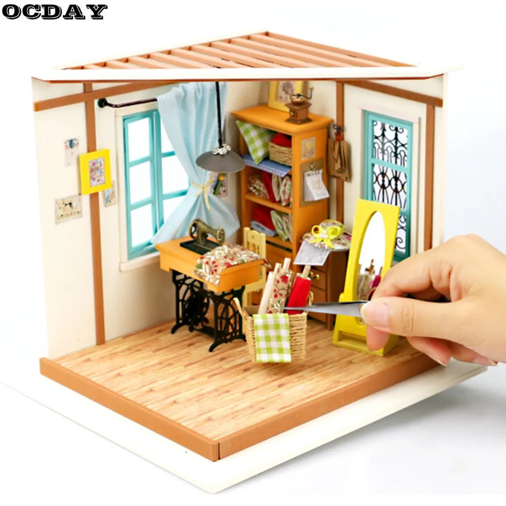 Robotime 3D деревянные головоломки DIY кукольный домик модель здания Обложка миниатюрная ручная обучающая игрушка деревянные ремесла подарок для детей Горячая