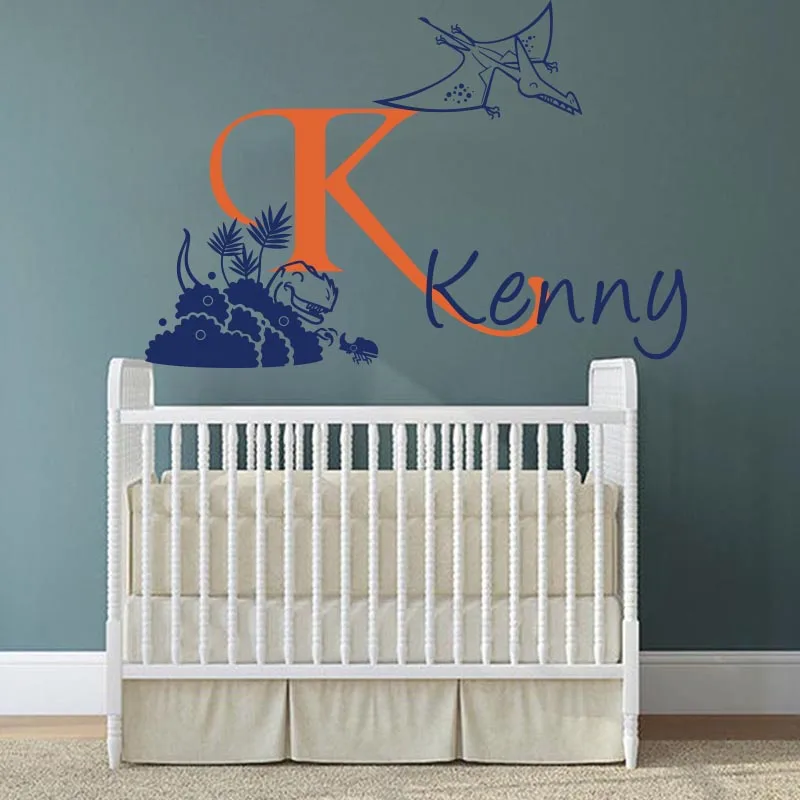 Custom Name Dinosaur Animal Wall Sticker Boy Room Kids Room Cartoon Personalized Name Dino Jurassic Park Animal Wall Decal Vinyl (3)