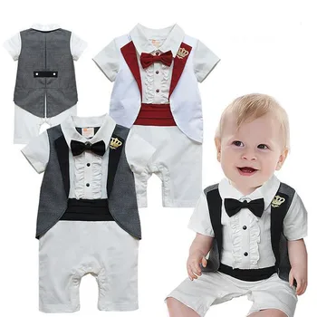 

Mini Gentleman Baby Clothing Baby Boy Short Sleeve t-shirt with Bow Overalls Birthday Outfits Newborn Clothes Infant Boys Outfit