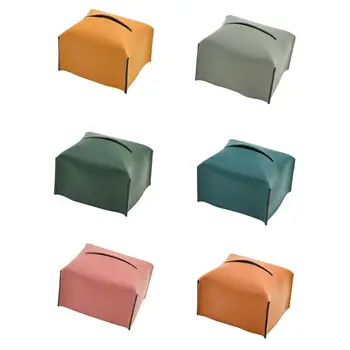 

Modern PU Leather Square Tissue Box Holder for Home Office Car