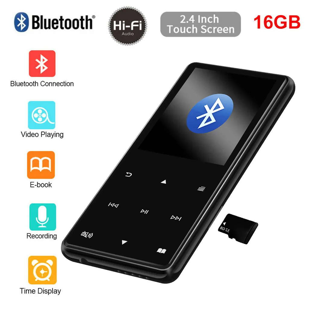 16GB 100H Bluetooth Hifi MP3 плеер Walkman Lossless рекордер ручка fm-радио цветной ЖК-экран Встроенный микрофон