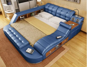 Современный массажный кровать, многофункциональная кожаная кровать с массажем