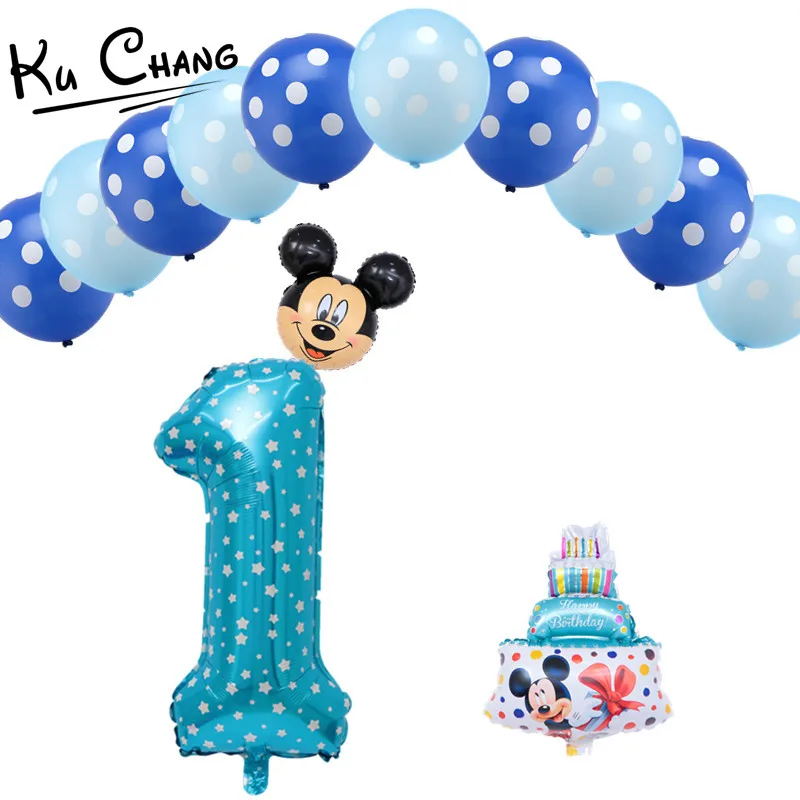 

13pcs Mickey Minnie Mouse 30 inch Number Foil Balloons Cake Baby Shower 1 2 3 4 5 6st Birthday Party Decor Supplies