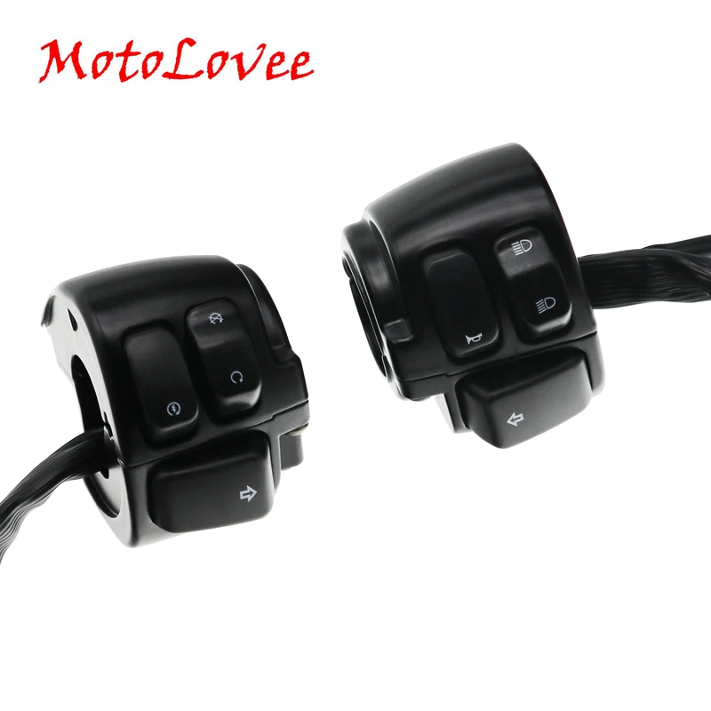 

MotoLovee 25mm Aluminum Motorcycle Handlebar Control Switch Kill Start Turn Signal Switch Button With Wiring Harness For Harley