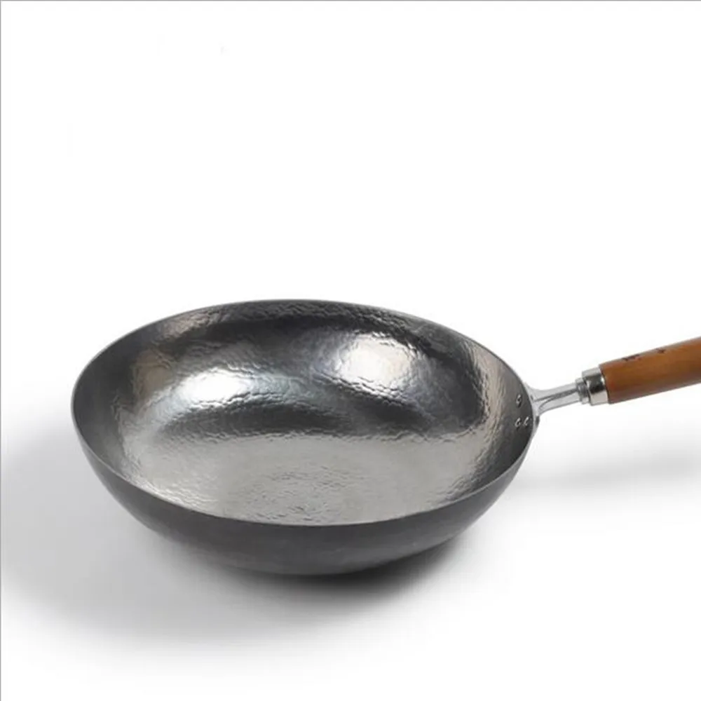 34 см Китайская традиционная ручная работа старомодная железная Woks антипригарная