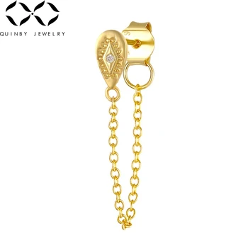 

Quinby 925 Sterling Silver Earrings for women Classic CZ Drop Earrings women Chain Hanging Earrings Fashion Jewelry Ladies