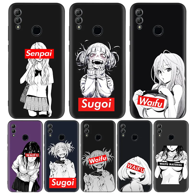 Sugoi семпай аниме Waifu черная крышка чехол для телефона для huawei Y9 Y5 Y6 Y7 Honor 10 9 Lite 9X8X8 S 8A фотоаппаратов моментальной печати 7S 7A 10i 20i V20 Coque