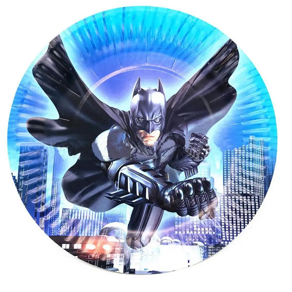 10pcs Batman Дисней серия замороженная игрушка "Микки" Винни Принцесса София 7 дюймов тарелка подарок ребенку день рождения фестиваль вечерние принадлежности для пикника - Цвет: 10pcs Batman