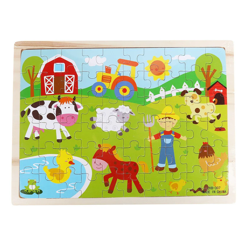 Wooden Jigsaw Puzzles Toys Cartoon Animals Educational Toys For Children Exquisite Fun jigsaw puzzle Holiday Gift #B