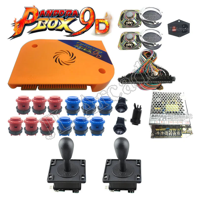 

Pandora box 9D arcade diy joysticks kit + arcade kit 12V power box + happ button + arcade cable + speaker and net