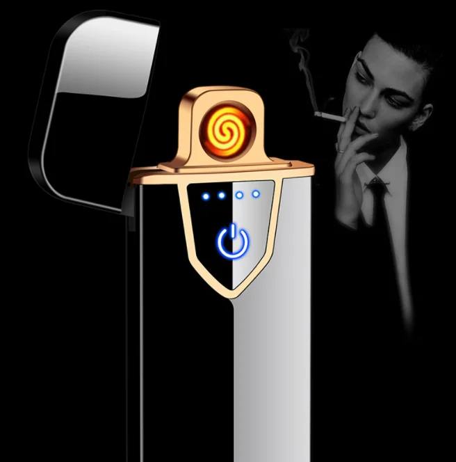 Fingerprint induction lighter charging windproof creative personality male tide network red usb electronic cigarette | Дом и сад