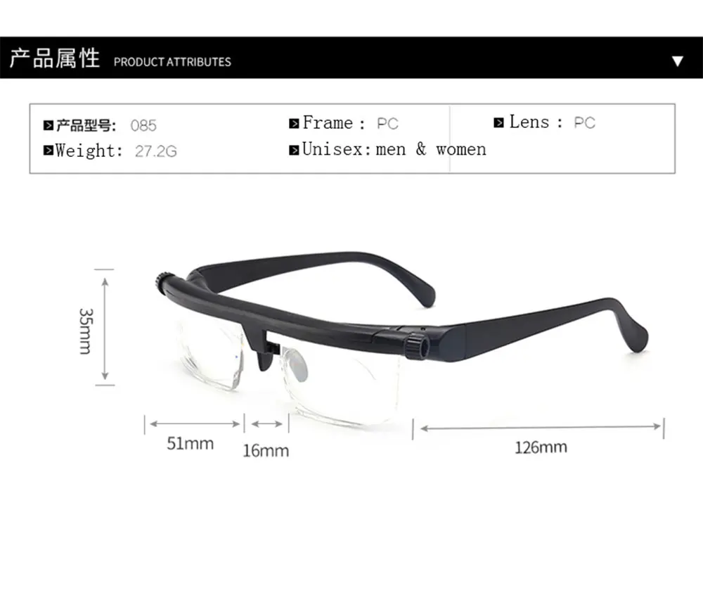 Adlens фокус регулируемые линзы для мужчин и женщин очки для чтения близорукость очки-6D до+ 3D диоптрий зрение увеличительное переменная сила