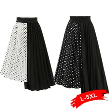 Шифоновые асимметричные юбки миди в горошек размера плюс 3Xl 4Xl, уличная плиссированная юбка Faldas Mujer, женские платья