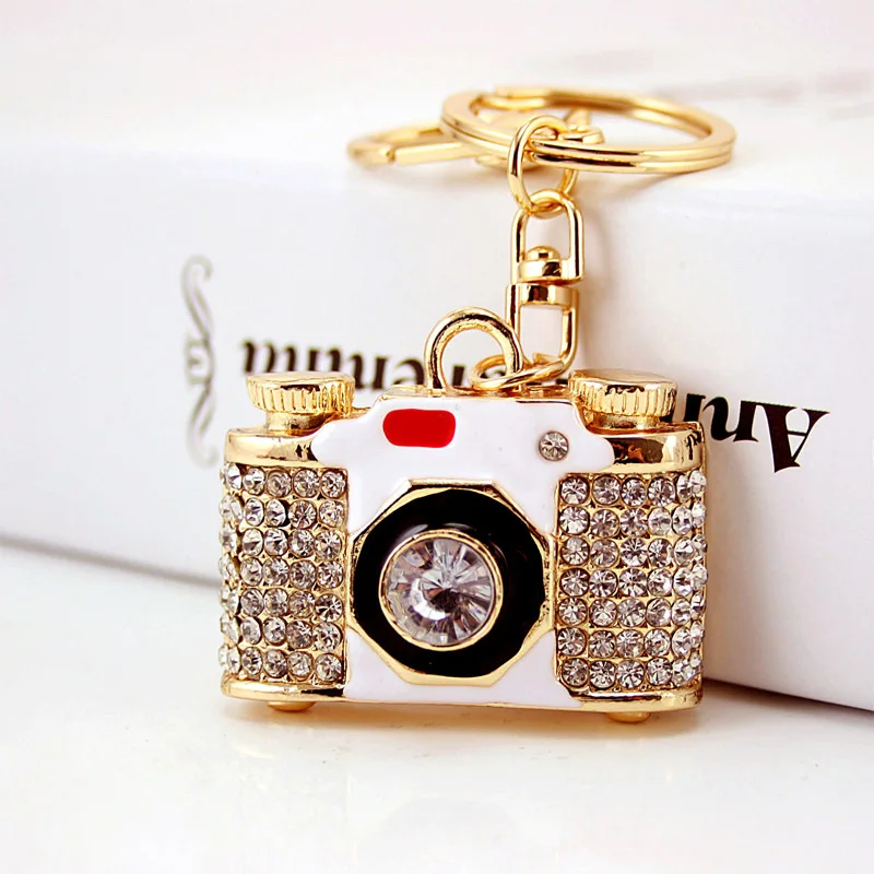 

Personalized Metal Crystal Camera Key Ring Women Bag Keyring Car Keychain porte clef Charms Handbag Pendant Chaveiros 2019