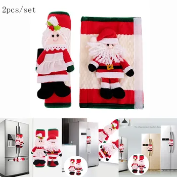 

2pcs/set Christmas Refrigerator Handle Cover Cloth Santa Kitchen Microwave Oven Fridge Door Knob Protector Door Handle Cover