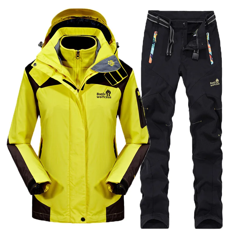 Giacca Da Sci Da Donna Giacca Da Trekking Pantaloni Softshell Inverno Abbigliamento Da Alpinismo All'Aperto Fodera In Pile Cappotto Impermeabile Antiv