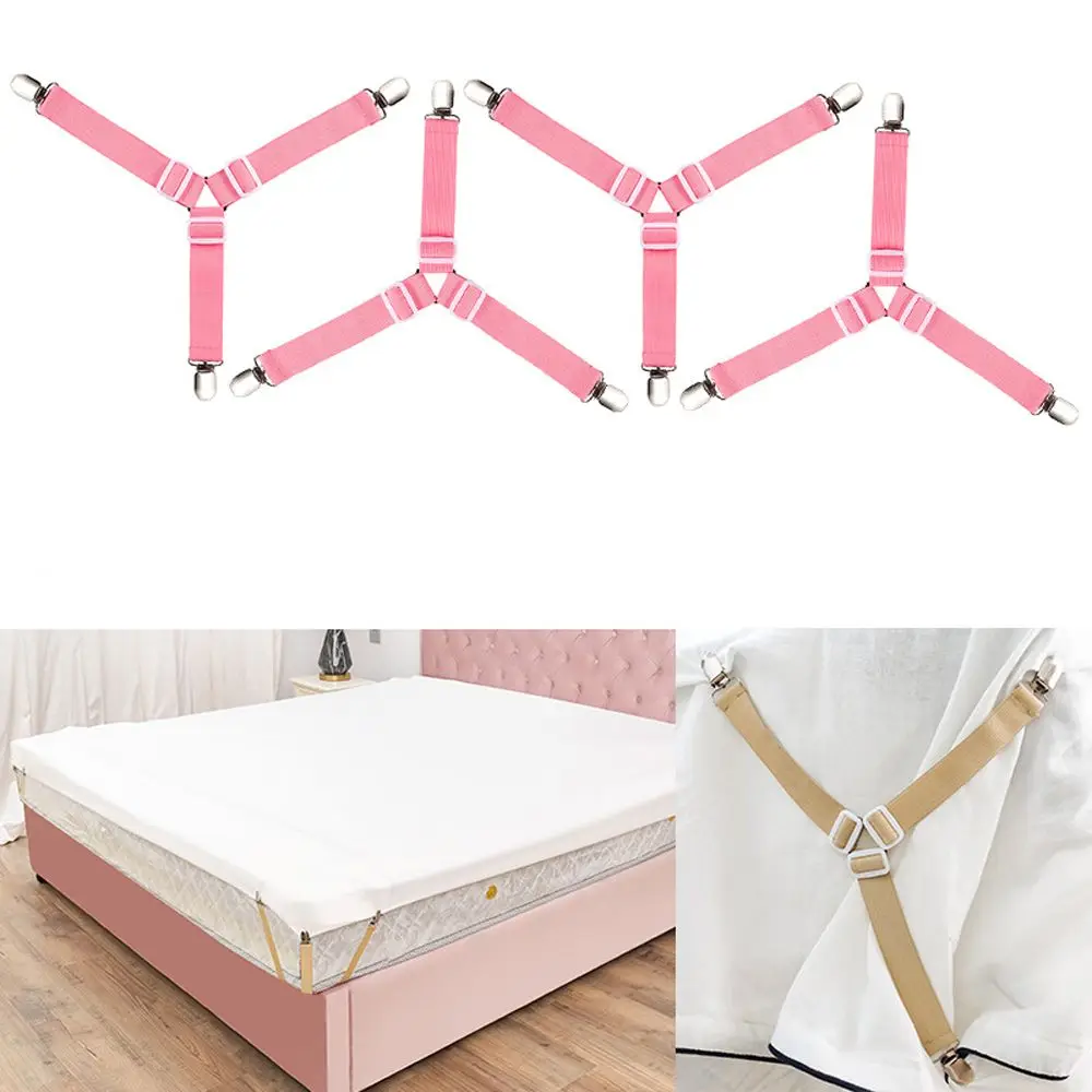 

Non-slip Clamp 4PCS Elastic Triangular Mattress Cover Blankets Grippers Metal Bed Sheet Clips Straps Table Cloth Fasten Fastener
