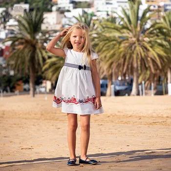 

DKS13570 dave bella summer girl's fashion bow print zipper dress children sweet dress kids infant lolita clothes