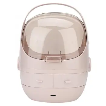 

bread box Desktop Portable Makeup Organizer Cosmetic Storage Box Jewelry Container with Lid (Round Type M Pink) drawer