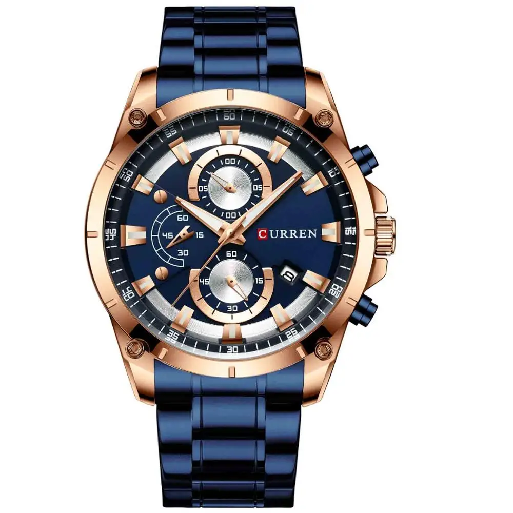 

Blue Watches Men's Top Brand CURREN 8360 Quartz Wristwatch Fashion Business Style Male Clock With Stainless Steel reloj hombre
