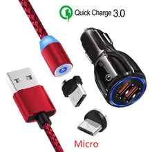 Магнитный Micro USB зарядный провод Honor 7a для samsung galaxy J7 Pro J5 Prime Oppo A7 K1 Realme 3 мобильного телефона QC 3,0 быстрое автомобильное зарядное устройство