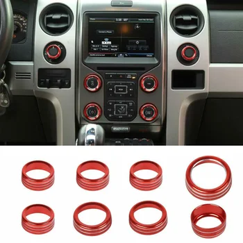 

4WD Decoration Trim Control Knob Ring Trim Red ABS Accessory 8pcs/Set AC