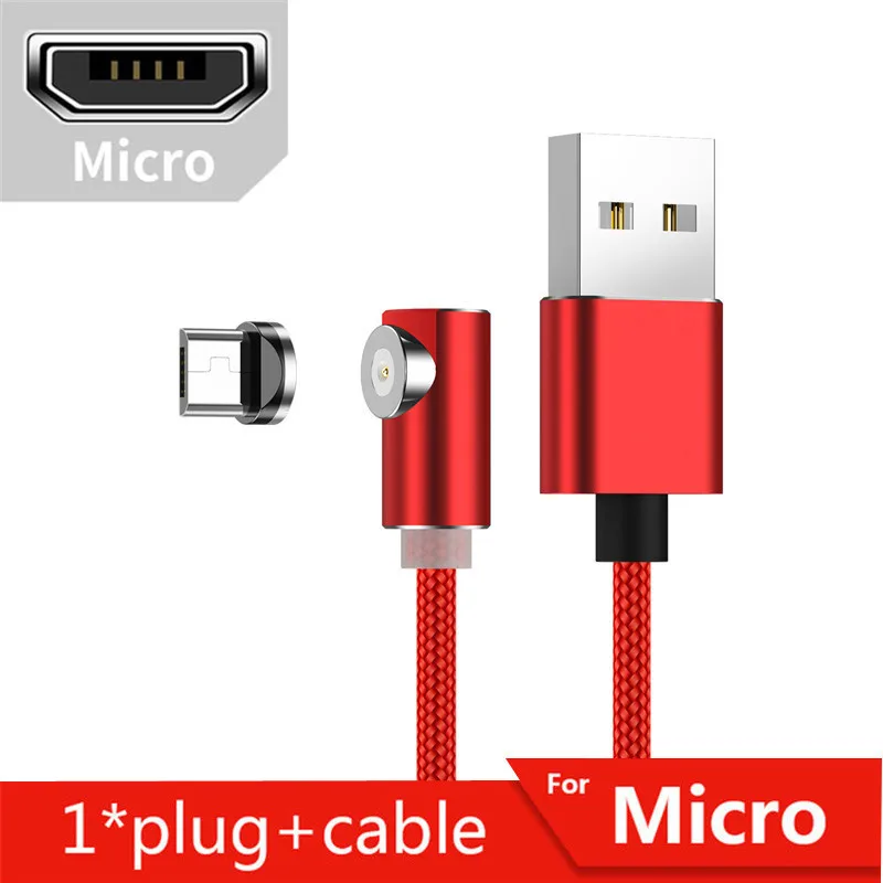 Red for micro Tkey 2 м USB 90 Drgree Магнитный зарядный кабель для быстрой зарядки телефона для iphone huawei Быстрый Магнит USB C Шнур адаптер для проводов - Цвет: Red for micro