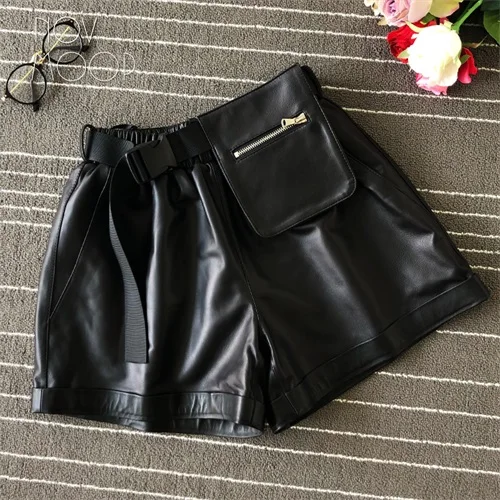 Novmoop, модные студенческие свободные Стильные шорты с высокой талией и карманами, женские комбинезоны с регулируемым поясом, спортивные бермуды LT2861 - Цвет: Black