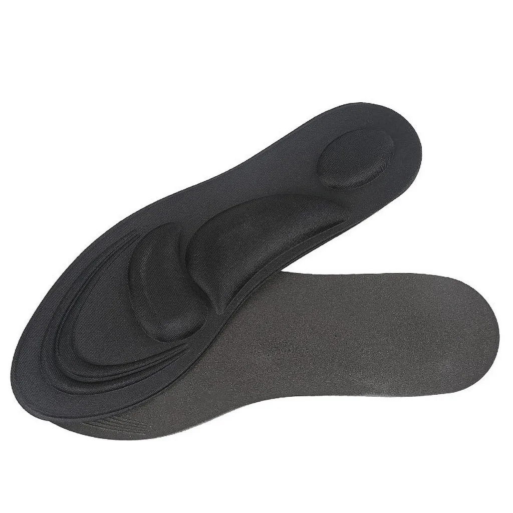 Black S 4D arch sponge Insole Sport breathable moisture absorption Pad Shock Shoes soft comfortable Pads Soft Insole Reduce Stress 10.9 - Color: Black S