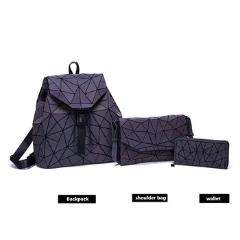 

Luminous Mini Cute Backpack for Women Set Geometric Laser School Backpacks Girl Bookbag Crossboby Shoulder Bag Holographic Purse