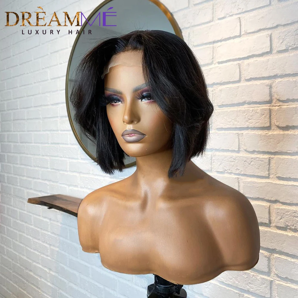 Short Bob Pixie Cut Lace Front Wig Human Hair Straight Remy Brazilian Natural Color 4x4 Lace Closure Wig For Women For Women