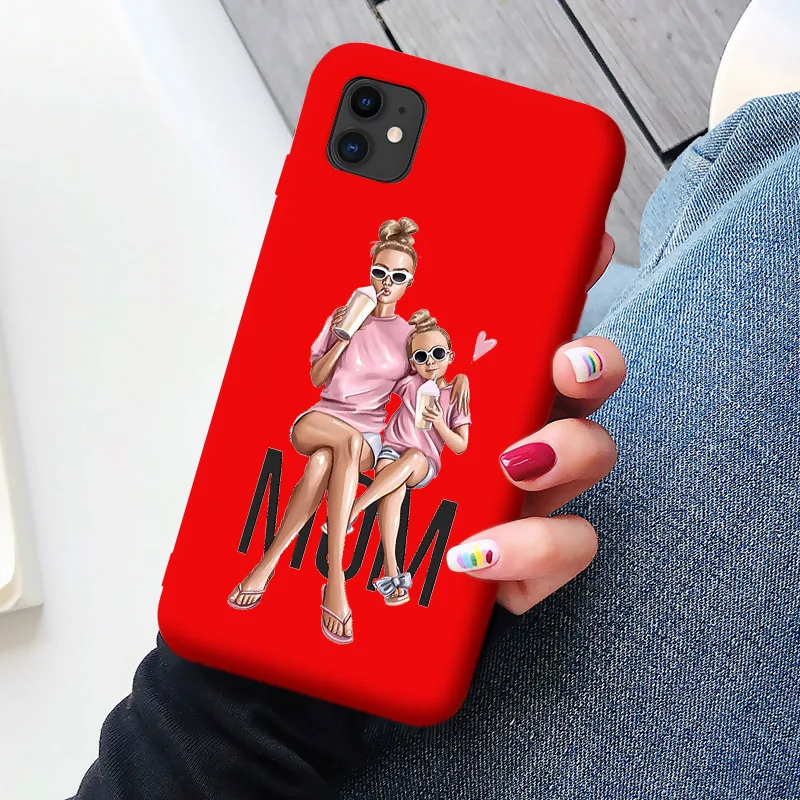 Детская мышь мама мышь супер мама девочка чехол для телефона для iphone 11 Pro Max X XS Max XR красный супер мама семья для iphone 7 6s 8 Plus