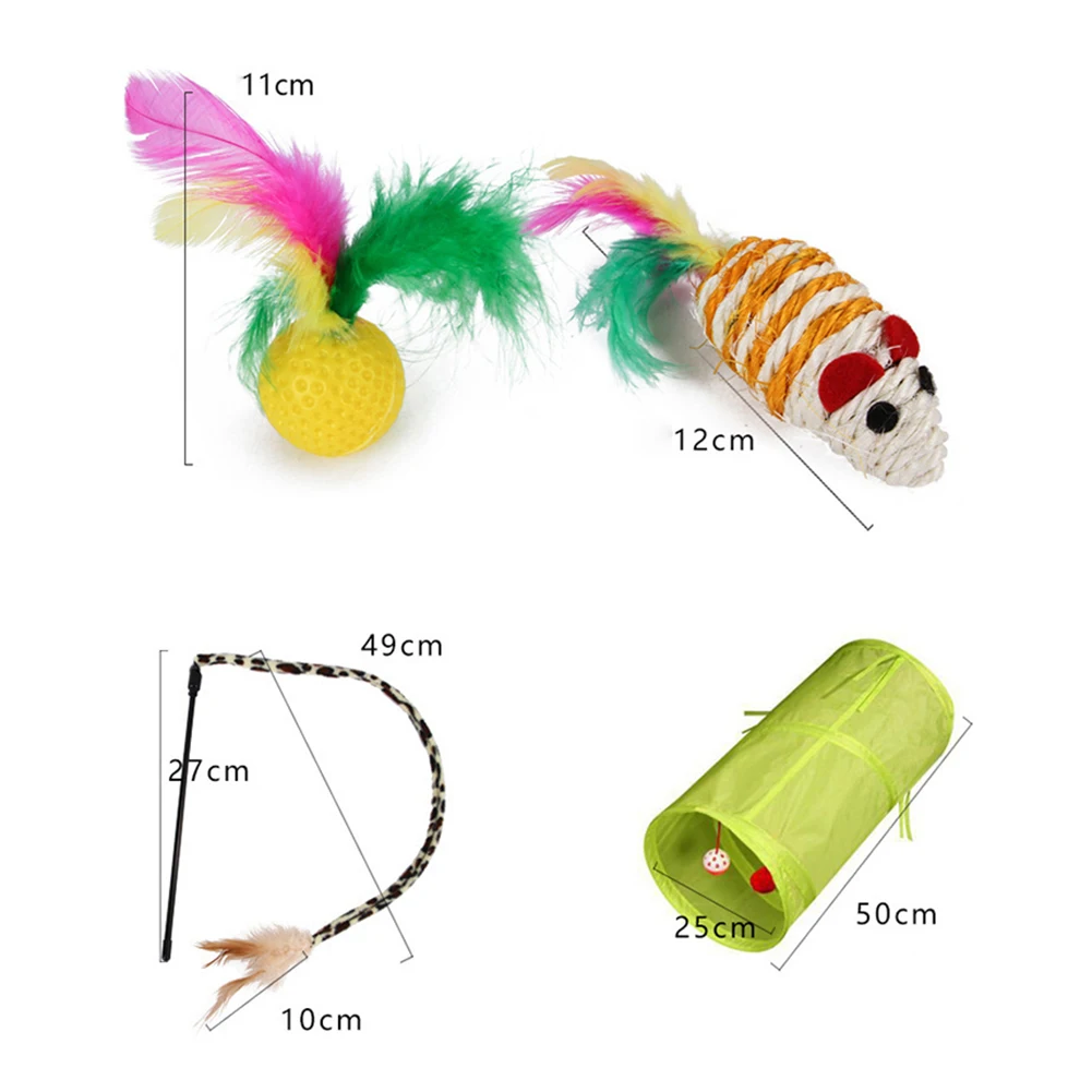 21 шт., игрушка для домашних кошек, котенок, туннель, перо, колокольчик, мяч, мышь, в форме игровой палочки, забавная устойчивая к укусам интерактивная игрушка, набор для домашних животных