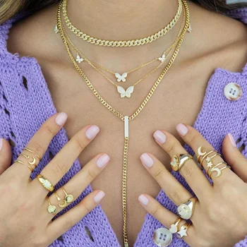 

INS Normcore Style Butterfly Necklace Non-mainstream Design Elegant Choker Micro Inlaid Zircon Electroplated Jewelry
