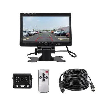 

7" 4 Pins 15M HD TFT LCD Car Monitor Night Vision Rear View Backup Camera Extension Cable For Bus Houseboat Trailers Campers