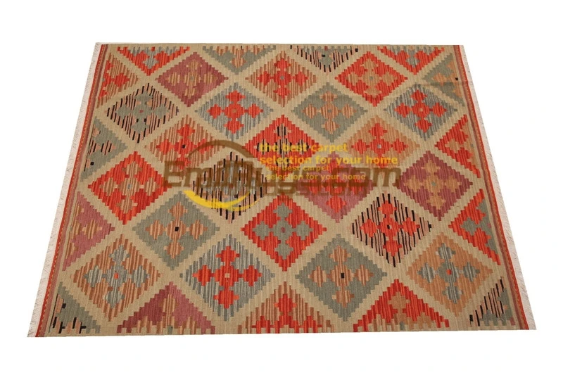alfombra kilim Wool Handmade Turkish For Living Room Geometric Ethnic Style Natural