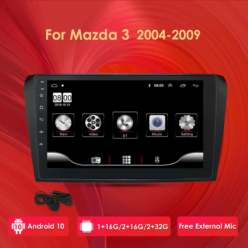 Автомобильная магнитола на Android 10 9 дюймов стерео GPS навигация для Mazda 3 2004 2009 1 ГБ 16