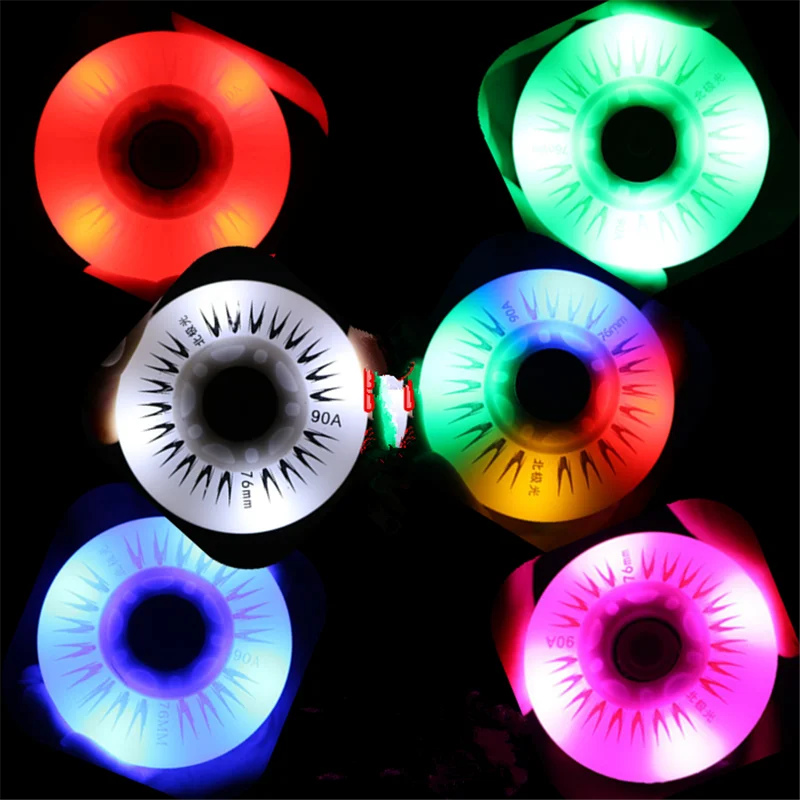 

1Pcs 76mm Led Bright Flash Skate Wheels PU Inline Roller Skates Rodas For Wave Board Caster Board Street Surf