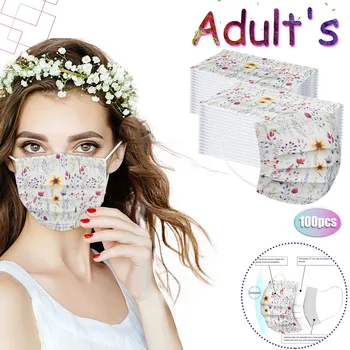 

Adult Disposable Face Mask Sunflower Printing Mouth Cover 3ply Ear Loop Cycling Face Mask 10/20/30/40/50/100pcs Oc6