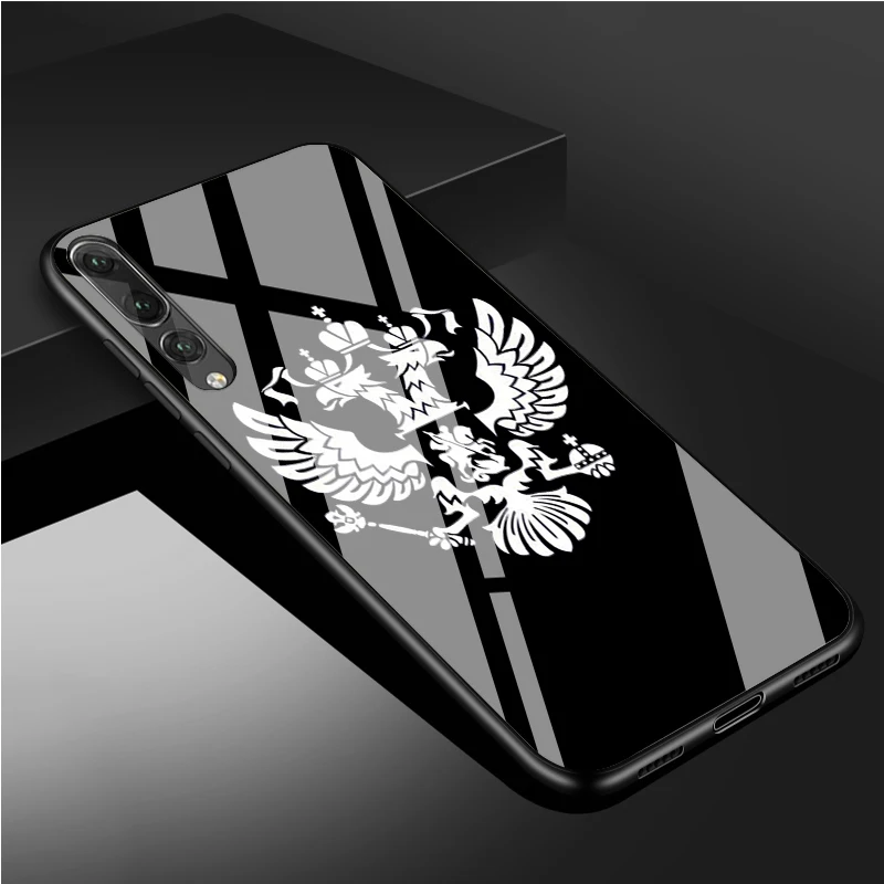 Russia Russian Flags Emblem Tempered Glass Phone Case For Huawei P20 P30 P40 P40 Lite Pro Psmart Mate 20 30 Cover Shell huawei silicone case Cases For Huawei